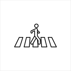 zebra cross icon, Street crossing symbol vector sign isolated on white background, Simple logo vector illustration for graphic and web design.