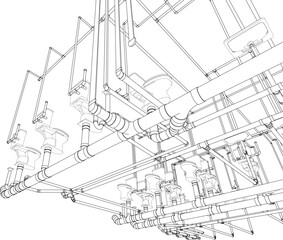 3D illustration of building piping