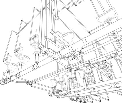3D illustration of building piping