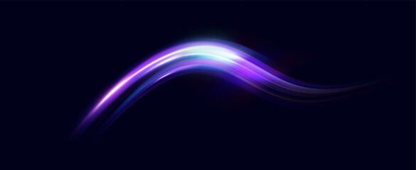 Neon speed lines. Dynamic light motion traces. Light trace wave, trace line.	