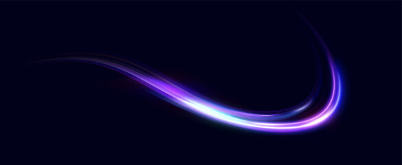 Neon speed lines. Dynamic light motion traces. Light trace wave, trace line.	