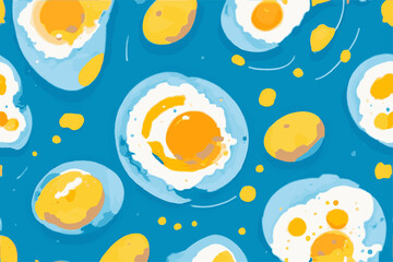 Cute egg pattern on blue background