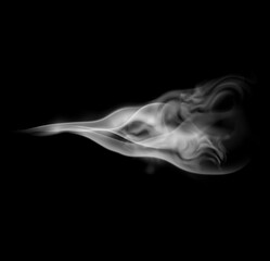 Abstract white puffs of smoke swirl overlay on black background pollution. Royalty high-quality free stock image of abstract smoke overlays on black backgrounds. White smoke swirls fragments