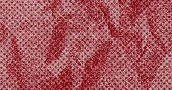 Hard creased Crumbled paper grungy stop motion animation seamless looped. animation of red color Grunge noise texture of a paper surface stop motion animation.