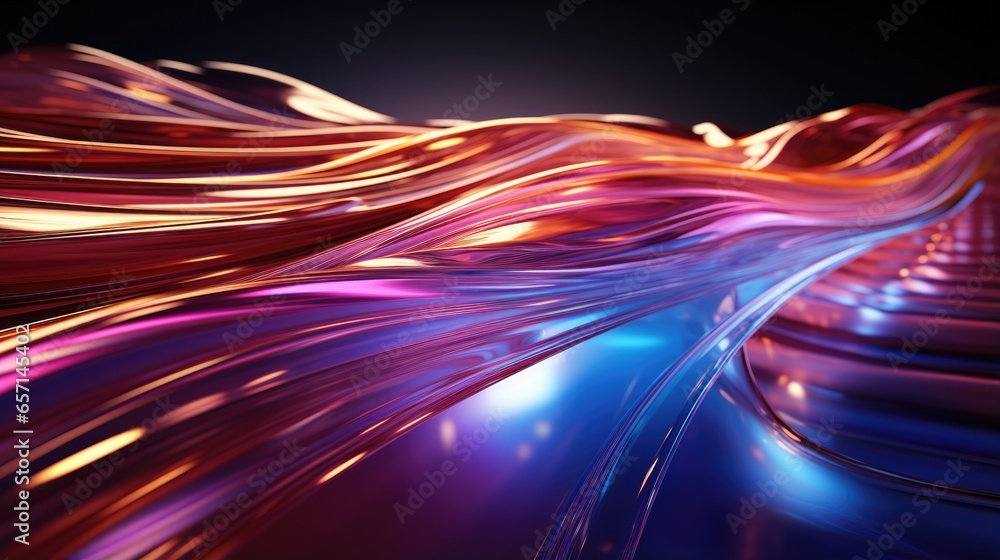 Aufkleber abstract futuristic stream digital data neon speed motion glowing light trails tunnel background 3d