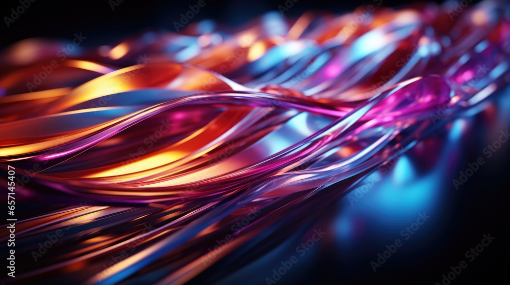 Aufkleber abstract futuristic stream digital data neon speed motion glowing light trails tunnel background 3d
