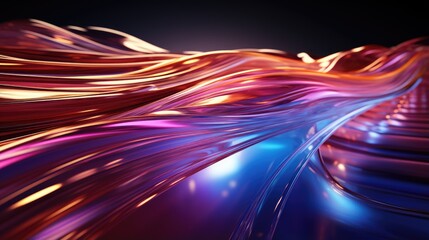 Abstract futuristic stream digital data neon speed motion glowing light trails tunnel background 3d