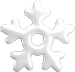 Vector 3d white metallic snowflake icon. Cute realistic Christmas, New year and winter sparkling metal snow symbol. 3d render snowflake Illustration for print, decoration, greeting card