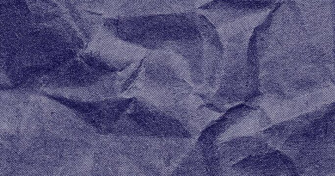 Hard creased Crumbled paper grungy stop motion animation seamless looped. animation of dark blue color Grunge noise texture of a paper surface stop motion animation.