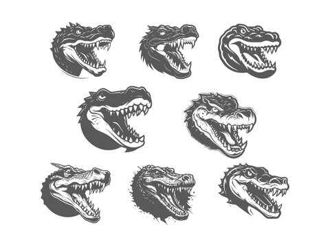 Premium crocodile set logo images vector, vector and illustration,