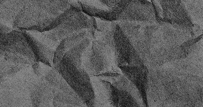 Hard creased Crumbled paper grungy stop motion animation seamless looped. animation of black color Grunge noise texture of a paper surface stop motion animation.