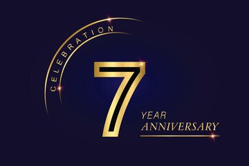 7 years anniversary Golden Jubilee Award Graphics Background. Entertainment Spot Light Hollywood Template Luxury Premium Corporate Abstract Design Template Banner Certificate.
