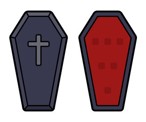 Vector Coffin Illustration With Black Outline