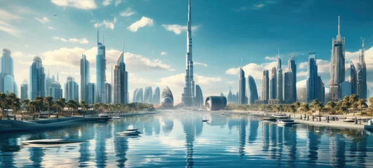 Photo sur Plexiglas Dubai Dubai Business Tower, Dubai downtown an global trading and financial hub.