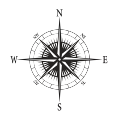 Fotobehang compass on transparent background. compass with nort south east west direction marked. vector and png file set © infinity