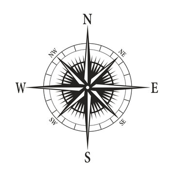 compass on transparent background. compass with nort south east west direction marked. vector and png file set