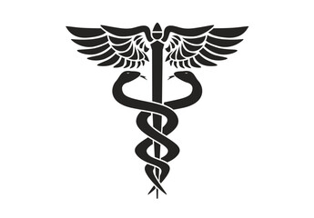 caduceus medical doctor symbol logo icon transparent png sticker. vector illustration - obrazy, fototapety, plakaty