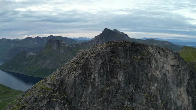 Drone video of Barden mountain on Senja island in Northern Norway