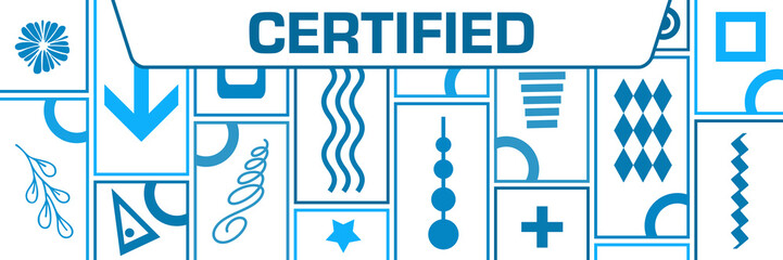 Certified Blue Crowd Of Elements Horizontal Text 