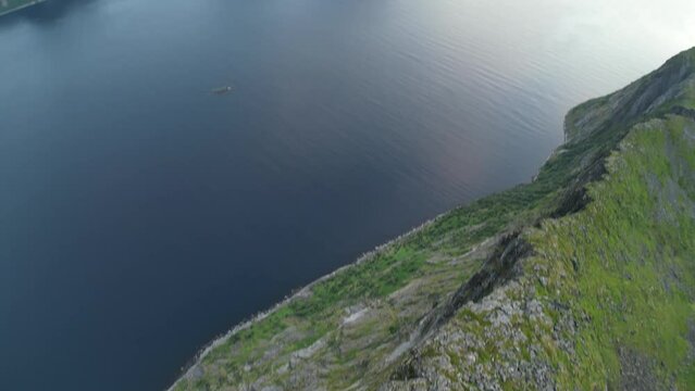 Drone video of Barden mountain on Senja island in Northern Norway