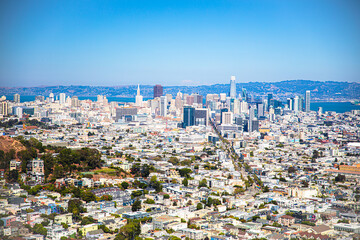 Fototapeta na wymiar View of the San Francisco skyline from Christmas Tree Point.