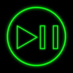 backward button round flat Icon. Neon glowing on & off button. Illustration of multimedia file icon. neon control buttons