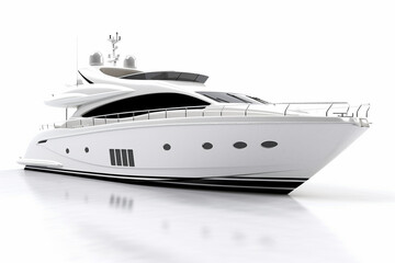 White luxury yacht on a white background. 3d render image. - obrazy, fototapety, plakaty