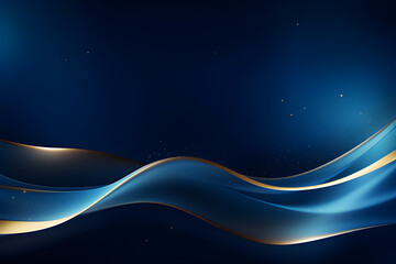 abstract blue background with gold waves