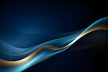 abstract blue background with gold waves