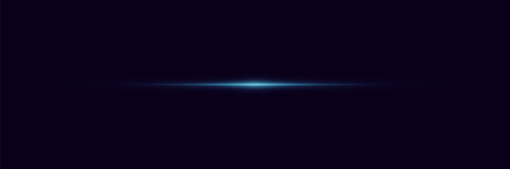 Fototapeta premium Horizontal highlight line. Horizontal dynamic lines. Neon laser on a dark background. The effect of light and glare.