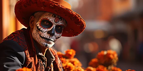 Crédence de cuisine en verre imprimé Carnaval Mexican Carnival dancer wearing a traditional folk costume and mask