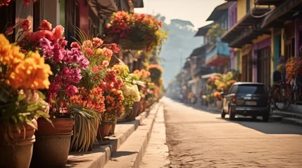 Zelfklevend Fotobehang Street flower market. © visoot