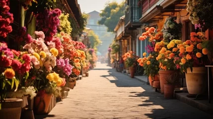 Zelfklevend Fotobehang Street flower market. © visoot