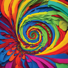 Fototapeta na wymiar A vibrant, abstract swirl of rainbow colors in a mesmerizing pattern