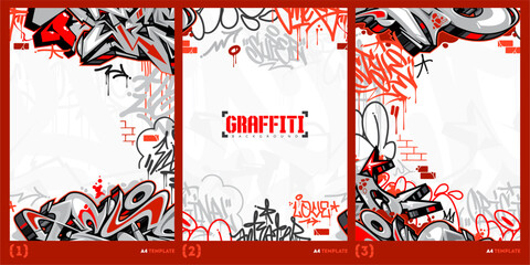 Abstract Red Graffiti Style A4 Poster Vector Illustration Art Template