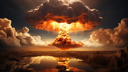 Mushroom Cloud of Nuclear Bomb Explosion.