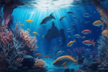 Obraz premium coral reef with fish