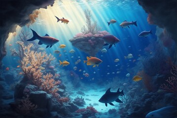 Fototapeta premium underwater scene with coral reef
