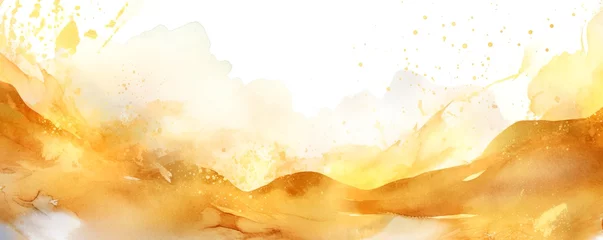Foto op Canvas Fire, golden wave and watercolor feeling on this beautiful abstract background for business and luxury backdrop projects © Caphira Lescante
