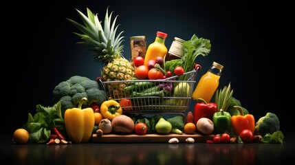 Concept sale for online groceries fresh food delivered to customer through a smartphone app, Promotional sale.