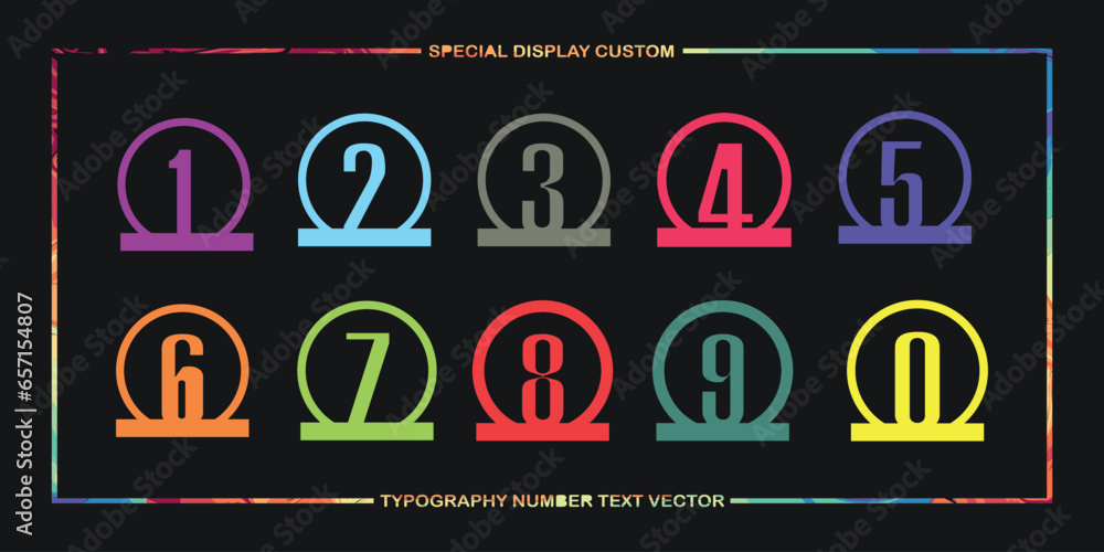 Aufkleber assorted digital custom vector numbers. minimum. color gradation. dark. banner network. 3d effect. d