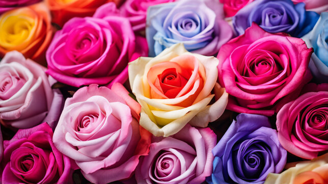 Beautiful colorful rose flowers like festive background