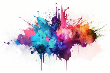 Watercolor splashes of paint on a white background