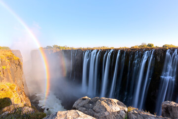 Victoria falls - The biggest waterfall in Africa, bordering Zambia and Zimbabwe - obrazy, fototapety, plakaty