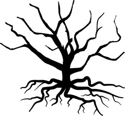 tree silhouette isolated on white background drawing