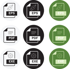 File Type Icons Set of Document File Formats and Labels icons. Vector illustration.