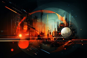 Abstract futuristic background with various elements. Generative AI