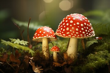Amanita mushrooms. Generative AI