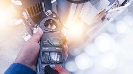 Multitester current pliers for measuring instrument ,concept  electrical repair and service. With...
