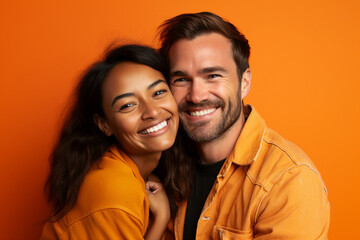 Amazing young couple over colorful background Generative AI technology picture image - Powered by Adobe